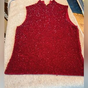Vintage Carmen Marc Valvo Red Beaded-Sparkle top.